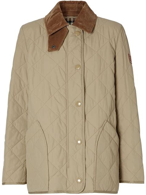 burberry rib knit panel diamond quilted barn jacket|Quilted Thermoregulated Barn Jacket in Honey .